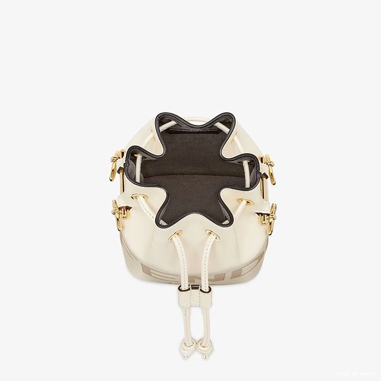 Cheap HOT Calf Bag ROMA Leather In Mon Tresor Bucket Logo Fendi White Mini 0813